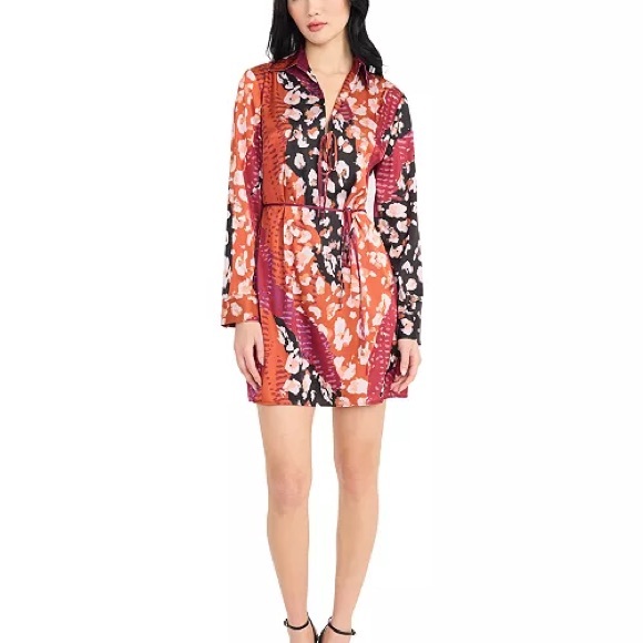 NWT Donna Morgan Floral Mini Dress - Long sleeves and V-neck design Size 18 - Picture 2 of 8